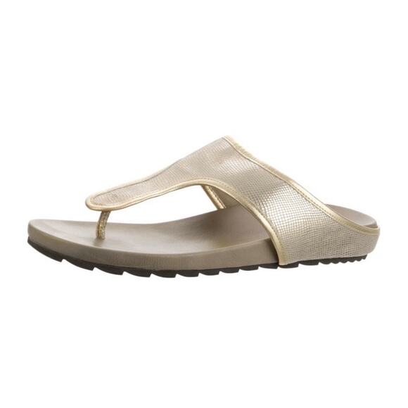 Donald J Pliner Women Gyer Lt Pewter Metallic Wedge Sandals Women's US Size 11 - Picture 2 of 5